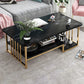 Modern Metal Marble Coffee Table Rectangle Cocktail Table with Shelf 47"L x 24"W x 16.5"H Frame Black Clearhalo 'Coffee & Accent Tables' 'Coffee Tables' 'coffee_tables' 'furn' 'furn_coffee_tables' 'Furniture' 'furniture_coffee_tables' 'Living Room Furniture' 5028366