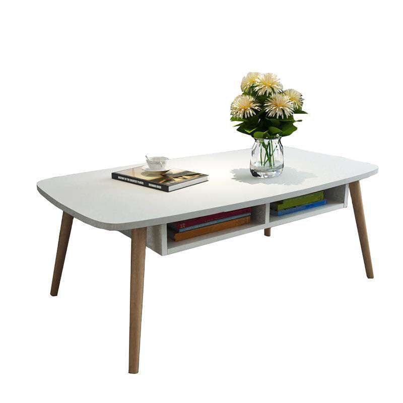 Modern 4 Legs Cocktail Table Rectangular Coffee Table - White/Wood Clearhalo 'Coffee & Accent Tables' 'Coffee Tables' 'coffee_tables' 'furn' 'furn_coffee_tables' 'Furniture' 'furniture_coffee_tables' 'Living Room Furniture' 5028376