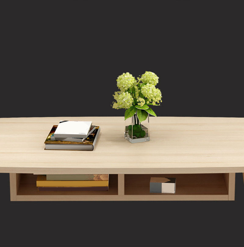 Modern 4 Legs Cocktail Table Rectangular Coffee Table - White/Wood Clearhalo 'Coffee & Accent Tables' 'Coffee Tables' 'coffee_tables' 'furn' 'furn_coffee_tables' 'Furniture' 'furniture_coffee_tables' 'Living Room Furniture' 5028383