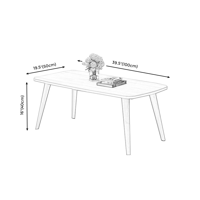 Modern 4 Legs Cocktail Table Rectangular Coffee Table - White/Wood Clearhalo 'Coffee & Accent Tables' 'Coffee Tables' 'coffee_tables' 'furn' 'furn_coffee_tables' 'Furniture' 'furniture_coffee_tables' 'Living Room Furniture' 5028388
