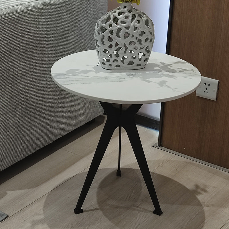 20" Tall Modern Marble Table Top End Table With Three Metal Legs White Clearhalo 'Coffee & Accent Tables' 'End & Side Tables' 'end_side_table' 'end_side_tables' 'furn' 'furn_end_side_tables' 'Furniture' 'furniture_end_side_table' 'Living Room Furniture' 5028424