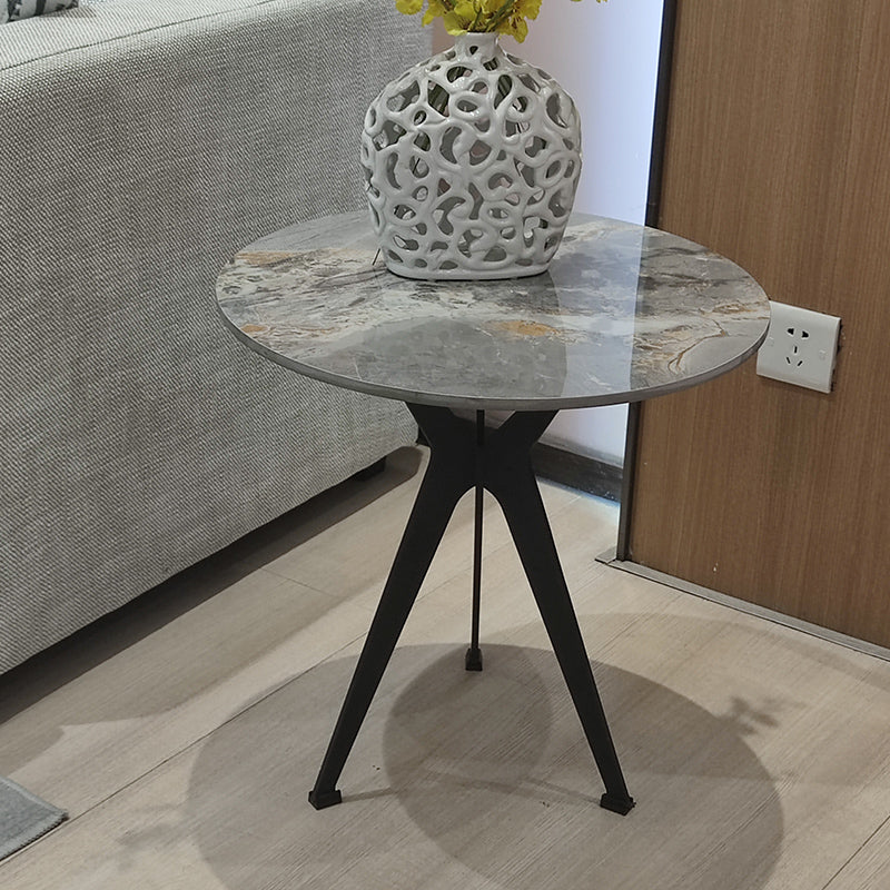 20" Tall Modern Marble Table Top End Table With Three Metal Legs White Grey Clearhalo 'Coffee & Accent Tables' 'End & Side Tables' 'end_side_table' 'end_side_tables' 'furn' 'furn_end_side_tables' 'Furniture' 'furniture_end_side_table' 'Living Room Furniture' 5028428