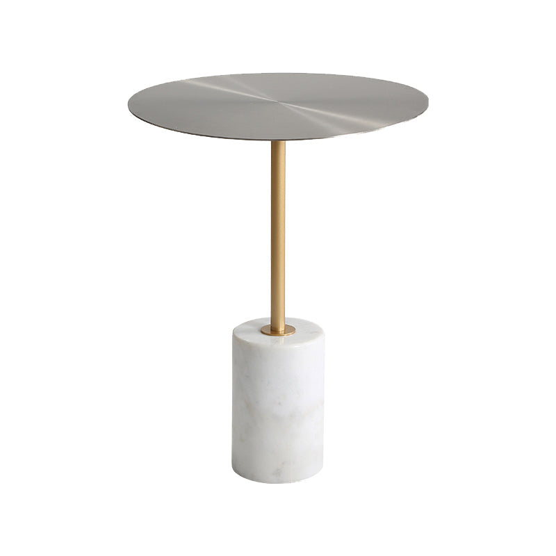 Iron and Concrete End Table 15.7" Long Mid-Century Round Side Table in White Silver Clearhalo 'Coffee & Accent Tables' 'End & Side Tables' 'end_side_table' 'end_side_tables' 'furn' 'furn_end_side_tables' 'Furniture' 'furniture_end_side_table' 'Living Room Furniture' 5028441