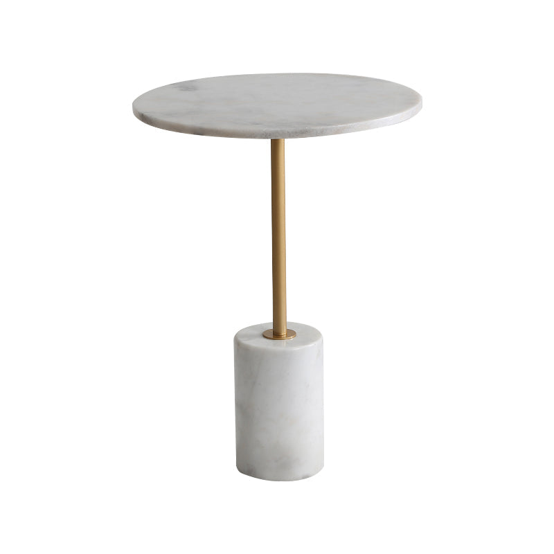 Iron and Concrete End Table 15.7" Long Mid-Century Round Side Table in White White Clearhalo 'Coffee & Accent Tables' 'End & Side Tables' 'end_side_table' 'end_side_tables' 'furn' 'furn_end_side_tables' 'Furniture' 'furniture_end_side_table' 'Living Room Furniture' 5028443