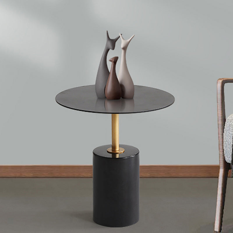 Iron and Concrete End Table 15.7" Long Mid-Century Round Side Table in White 20"L x 20"W x 25.5"H Black Clearhalo 'Coffee & Accent Tables' 'End & Side Tables' 'end_side_table' 'end_side_tables' 'furn' 'furn_end_side_tables' 'Furniture' 'furniture_end_side_table' 'Living Room Furniture' 5028450