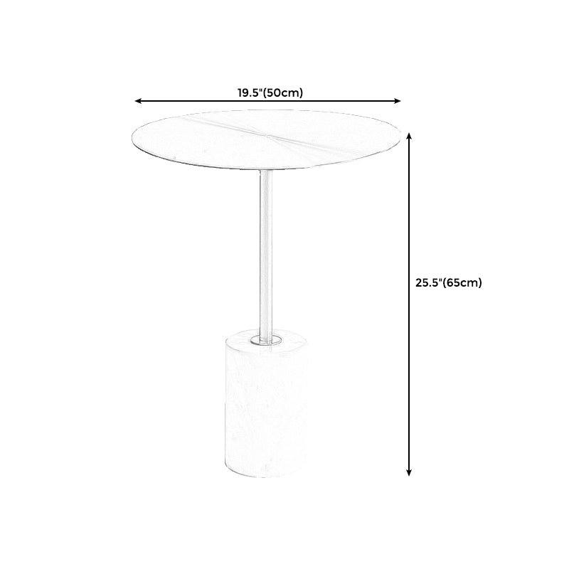 Iron and Concrete End Table 15.7" Long Mid-Century Round Side Table in White Clearhalo 'Coffee & Accent Tables' 'End & Side Tables' 'end_side_table' 'end_side_tables' 'furn' 'furn_end_side_tables' 'Furniture' 'furniture_end_side_table' 'Living Room Furniture' 5028455