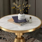 Contemporary Round Table Top End Table with Metal Pedestal Leg Clearhalo 'Coffee & Accent Tables' 'End & Side Tables' 'end_side_table' 'end_side_tables' 'furn' 'furn_end_side_tables' 'Furniture' 'furniture_end_side_table' 'Living Room Furniture' 5028478