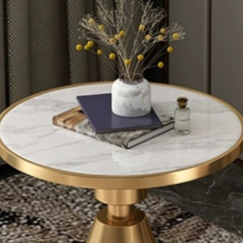 Contemporary Round Table Top End Table with Metal Pedestal Leg Clearhalo 'Coffee & Accent Tables' 'End & Side Tables' 'end_side_table' 'end_side_tables' 'furn' 'furn_end_side_tables' 'Furniture' 'furniture_end_side_table' 'Living Room Furniture' 5028480