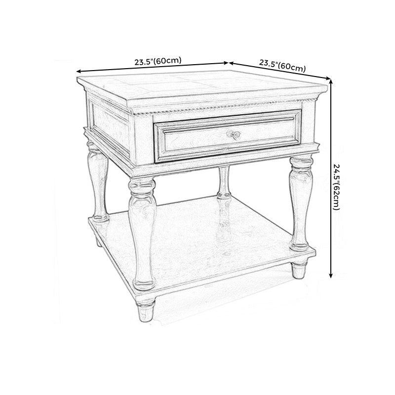 Farmhouse Wooden Square Side Table One Drawer Side Table with Four Wooden Legs Clearhalo 'Coffee & Accent Tables' 'End & Side Tables' 'end_side_table' 'end_side_tables' 'furn' 'furn_end_side_tables' 'Furniture' 'furniture_end_side_table' 'Living Room Furniture' 5028496