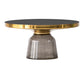 Nordic style Glass Side End Table Stone Top Drum End Table for Living Room 30"L x 30"W x 14"H Gold Gray Clearhalo 'Coffee & Accent Tables' 'End & Side Tables' 'end_side_table' 'end_side_tables' 'furn' 'furn_end_side_tables' 'Furniture' 'furniture_end_side_table' 'Living Room Furniture' 5028513