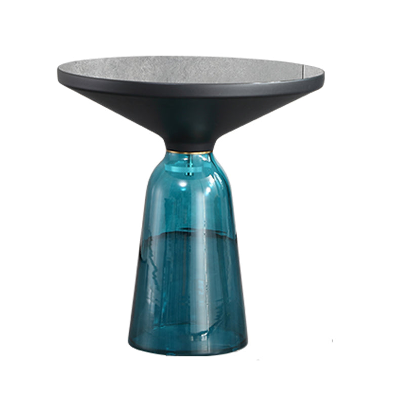 Nordic style Glass Side End Table Stone Top Drum End Table for Living Room 20"L x 20"W x 21"H Black Blue Clearhalo 'Coffee & Accent Tables' 'End & Side Tables' 'end_side_table' 'end_side_tables' 'furn' 'furn_end_side_tables' 'Furniture' 'furniture_end_side_table' 'Living Room Furniture' 5028515