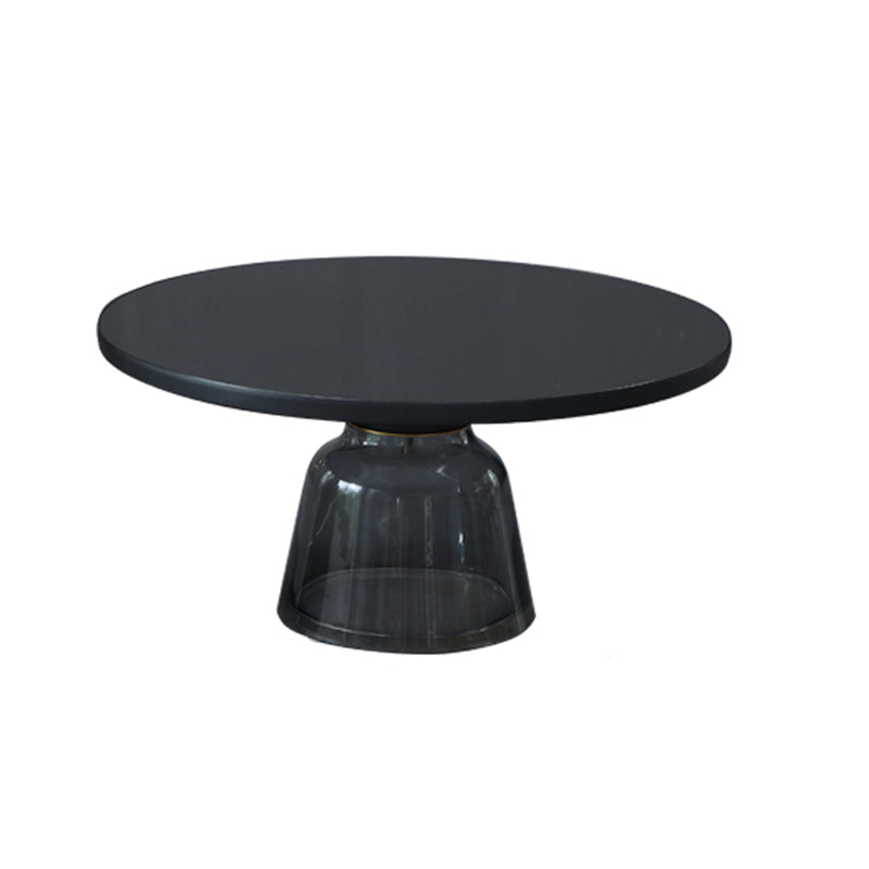 Nordic style Glass Side End Table Stone Top Drum End Table for Living Room 30"L x 30"W x 14"H Black Gray Clearhalo 'Coffee & Accent Tables' 'End & Side Tables' 'end_side_table' 'end_side_tables' 'furn' 'furn_end_side_tables' 'Furniture' 'furniture_end_side_table' 'Living Room Furniture' 5028520