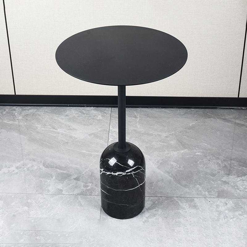 Contemporary Round Metal Side End Table Marble Pedestal Side Table 23.6"L x 23.6"W x 29.5"H Black Black Clearhalo 'Coffee & Accent Tables' 'End & Side Tables' 'end_side_table' 'end_side_tables' 'furn' 'furn_end_side_tables' 'Furniture' 'furniture_end_side_table' 'Living Room Furniture' 5028537