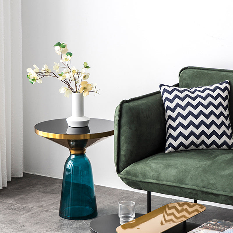 Round Glass Top Side End Table Modern Pedestal End Table for Living Room Clearhalo 'Coffee & Accent Tables' 'End & Side Tables' 'end_side_table' 'end_side_tables' 'furn' 'furn_end_side_tables' 'Furniture' 'furniture_end_side_table' 'Living Room Furniture' 5028544