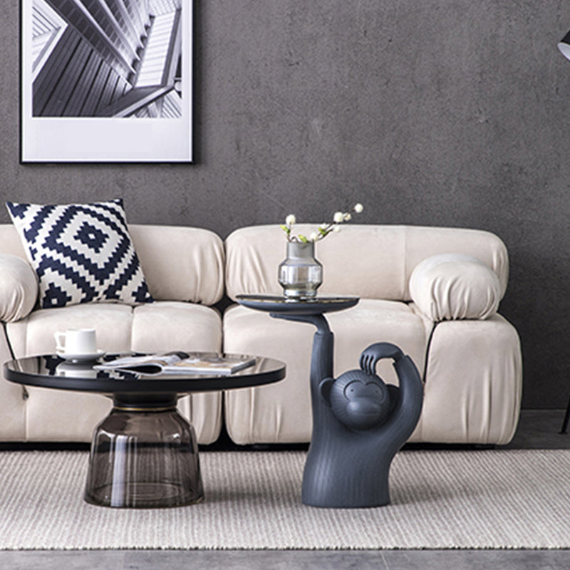 Round Glass Top Side End Table Modern Pedestal End Table for Living Room Clearhalo 'Coffee & Accent Tables' 'End & Side Tables' 'end_side_table' 'end_side_tables' 'furn' 'furn_end_side_tables' 'Furniture' 'furniture_end_side_table' 'Living Room Furniture' 5028548
