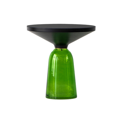 Round Glass Top Side End Table Modern Pedestal End Table for Living Room 20"L x 20"W x 21"H Black Green Clearhalo 'Coffee & Accent Tables' 'End & Side Tables' 'end_side_table' 'end_side_tables' 'furn' 'furn_end_side_tables' 'Furniture' 'furniture_end_side_table' 'Living Room Furniture' 5028554