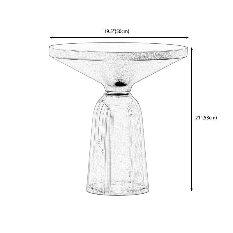 Round Glass Top Side End Table Modern Pedestal End Table for Living Room Clearhalo 'Coffee & Accent Tables' 'End & Side Tables' 'end_side_table' 'end_side_tables' 'furn' 'furn_end_side_tables' 'Furniture' 'furniture_end_side_table' 'Living Room Furniture' 5028570
