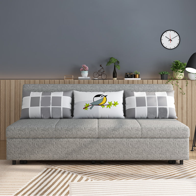 Contemporary Armless Cotton Blend Sofa Bed in Grey with Storage 47"L x 32"W x 33"H Clearhalo 'furn' 'furn_sofas' 'Furniture' 'furniture_sofas' 'Living Room Furniture' 'Sofa' 'sofas' 5028595