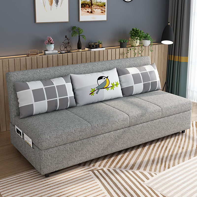 Contemporary Armless Cotton Blend Sofa Bed in Grey with Storage 71"L x 32"W x 33"H Clearhalo 'furn' 'furn_sofas' 'Furniture' 'furniture_sofas' 'Living Room Furniture' 'Sofa' 'sofas' 5028596