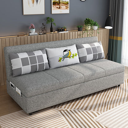 Contemporary Armless Cotton Blend Sofa Bed in Grey with Storage 71"L x 32"W x 33"H Clearhalo 'furn' 'furn_sofas' 'Furniture' 'furniture_sofas' 'Living Room Furniture' 'Sofa' 'sofas' 5028596