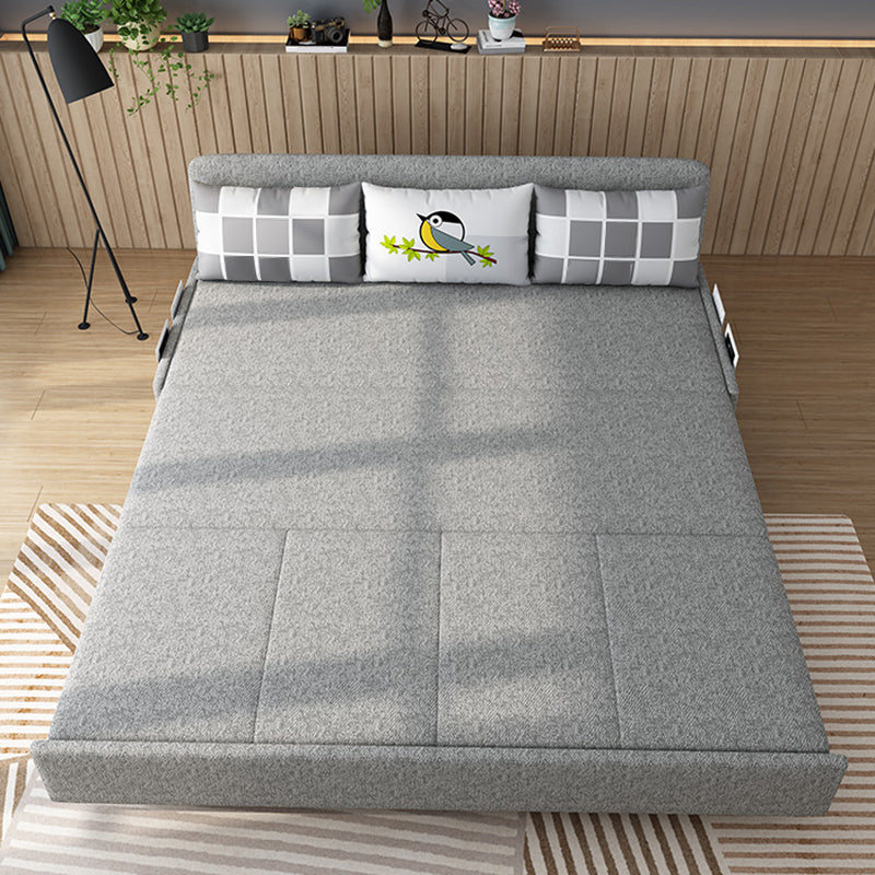 Contemporary Armless Cotton Blend Sofa Bed in Grey with Storage Clearhalo 'furn' 'furn_sofas' 'Furniture' 'furniture_sofas' 'Living Room Furniture' 'Sofa' 'sofas' 5028598