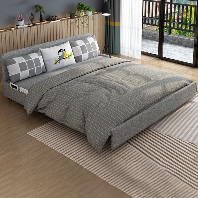 Contemporary Armless Cotton Blend Sofa Bed in Grey with Storage Clearhalo 'furn' 'furn_sofas' 'Furniture' 'furniture_sofas' 'Living Room Furniture' 'Sofa' 'sofas' 5028599