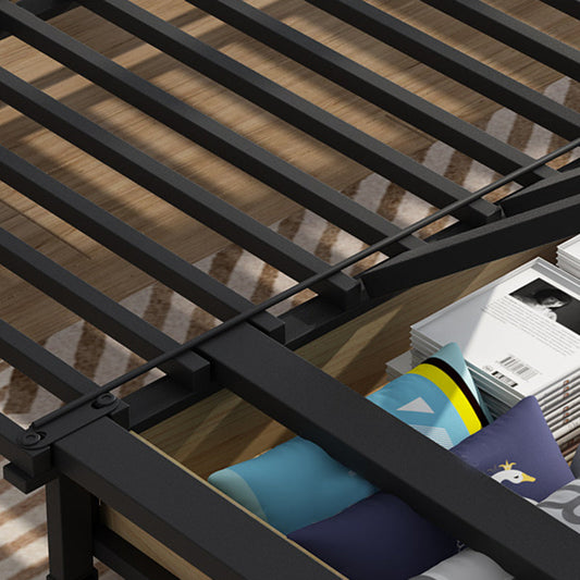 Contemporary Armless Cotton Blend Sofa Bed in Grey with Storage Clearhalo 'furn' 'furn_sofas' 'Furniture' 'furniture_sofas' 'Living Room Furniture' 'Sofa' 'sofas' 5028603