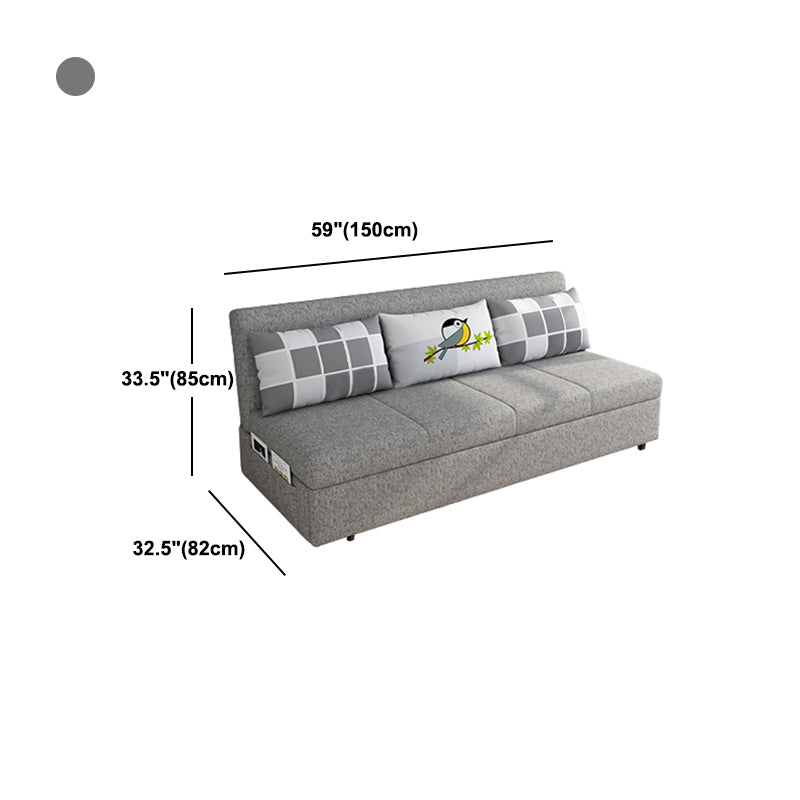 Contemporary Armless Cotton Blend Sofa Bed in Grey with Storage Clearhalo 'furn' 'furn_sofas' 'Furniture' 'furniture_sofas' 'Living Room Furniture' 'Sofa' 'sofas' 5028605