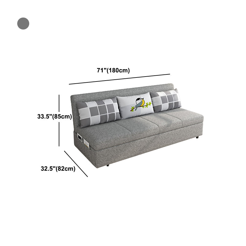 Contemporary Armless Cotton Blend Sofa Bed in Grey with Storage Clearhalo 'furn' 'furn_sofas' 'Furniture' 'furniture_sofas' 'Living Room Furniture' 'Sofa' 'sofas' 5028606