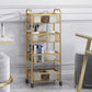 Glam Style Standard Bookcase Metal Vertical Bookshelf with Wheels Clearhalo 'Bookcases' 'furn' 'furn_bookcases' 'Furniture' 'furniture_bookcases' 'Office Furniture' 5029354