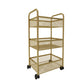 Glam Style Standard Bookcase Metal Vertical Bookshelf with Wheels 13.8"L x 9.8"W x 27.2"H Gold Clearhalo 'Bookcases' 'furn' 'furn_bookcases' 'Furniture' 'furniture_bookcases' 'Office Furniture' 5029355
