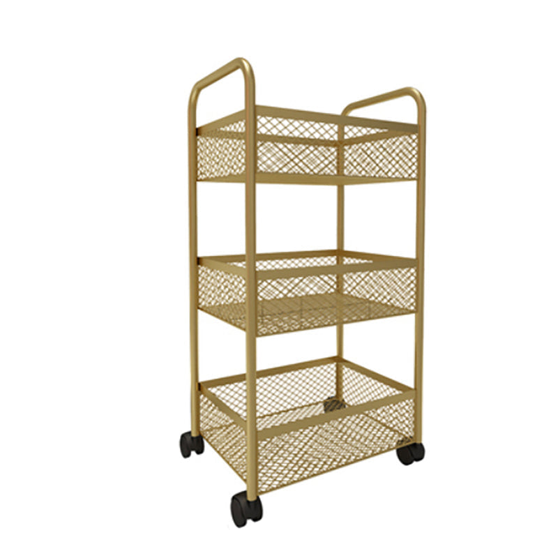 Glam Style Standard Bookcase Metal Vertical Bookshelf with Wheels 13.8"L x 9.8"W x 27.2"H Gold Clearhalo 'Bookcases' 'furn' 'furn_bookcases' 'Furniture' 'furniture_bookcases' 'Office Furniture' 5029355
