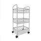 Glam Style Standard Bookcase Metal Vertical Bookshelf with Wheels 13.8"L x 9.8"W x 27.2"H Silver Clearhalo 'Bookcases' 'furn' 'furn_bookcases' 'Furniture' 'furniture_bookcases' 'Office Furniture' 5029356