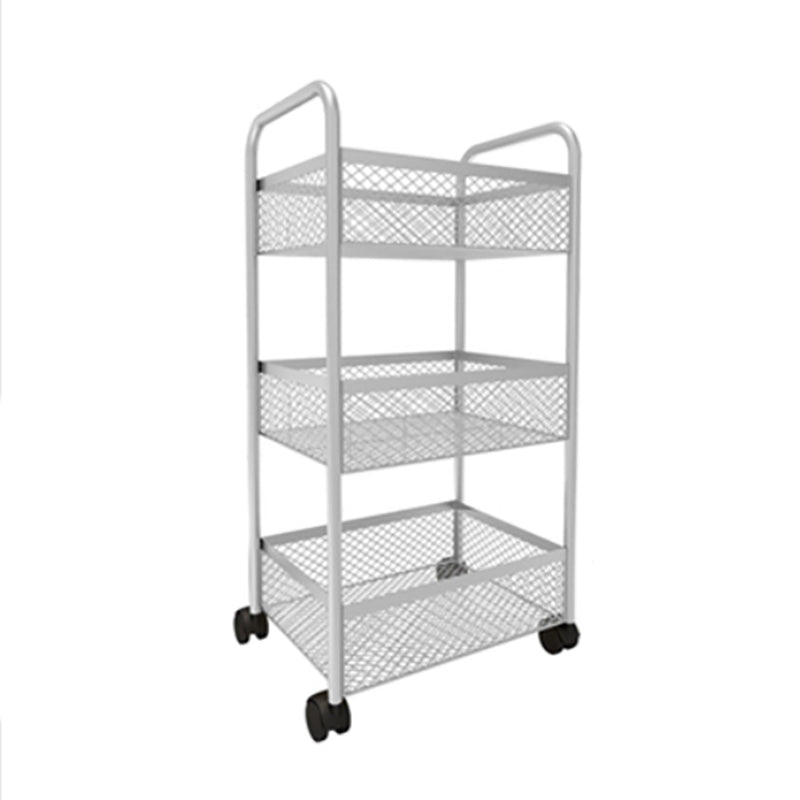 Glam Style Standard Bookcase Metal Vertical Bookshelf with Wheels 13.8"L x 9.8"W x 27.2"H Silver Clearhalo 'Bookcases' 'furn' 'furn_bookcases' 'Furniture' 'furniture_bookcases' 'Office Furniture' 5029356