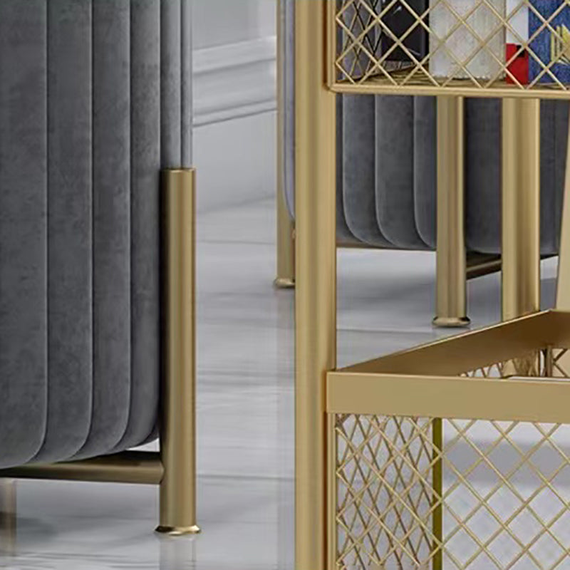 Glam Style Standard Bookcase Metal Vertical Bookshelf with Wheels Clearhalo 'Bookcases' 'furn' 'furn_bookcases' 'Furniture' 'furniture_bookcases' 'Office Furniture' 5029358