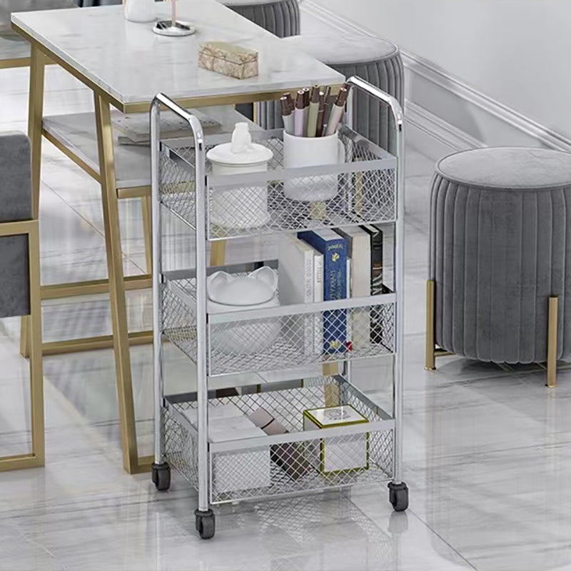 Glam Style Standard Bookcase Metal Vertical Bookshelf with Wheels Clearhalo 'Bookcases' 'furn' 'furn_bookcases' 'Furniture' 'furniture_bookcases' 'Office Furniture' 5029367