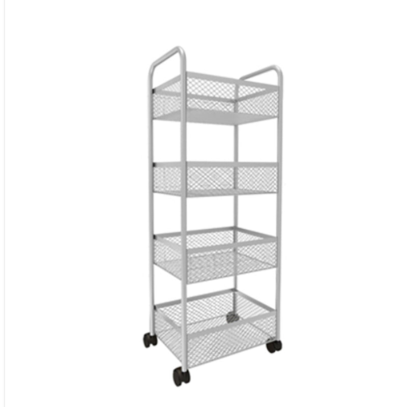 Glam Style Standard Bookcase Metal Vertical Bookshelf with Wheels 13.8"L x 9.8"W x 35.4"H Silver Clearhalo 'Bookcases' 'furn' 'furn_bookcases' 'Furniture' 'furniture_bookcases' 'Office Furniture' 5029368