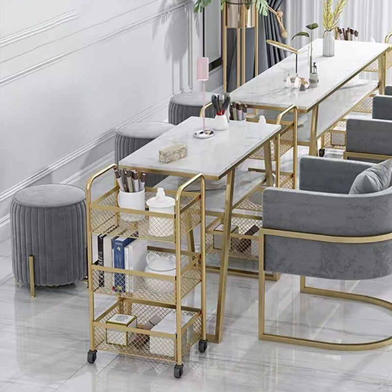 Glam Style Standard Bookcase Metal Vertical Bookshelf with Wheels Clearhalo 'Bookcases' 'furn' 'furn_bookcases' 'Furniture' 'furniture_bookcases' 'Office Furniture' 5029371