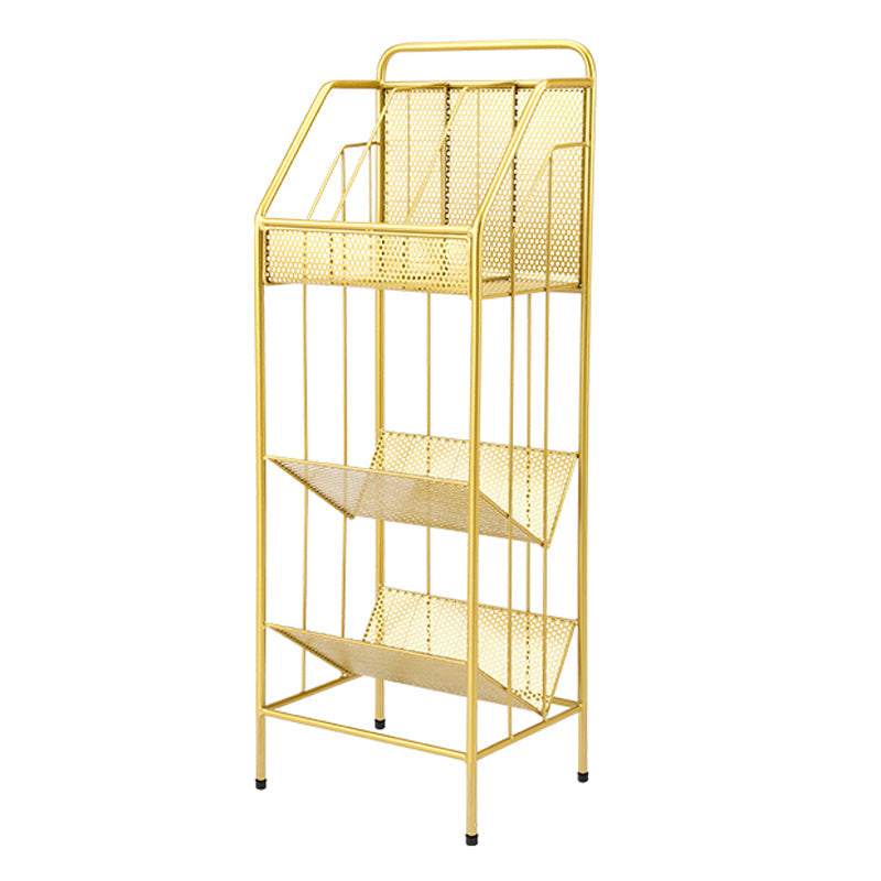 13.8"L Glam Style Bookcase Open Back Shelf Bookcase for Office and Study Room Dark Gold Clearhalo 'Bookcases' 'furn' 'furn_bookcases' 'Furniture' 'furniture_bookcases' 'Office Furniture' 5029385