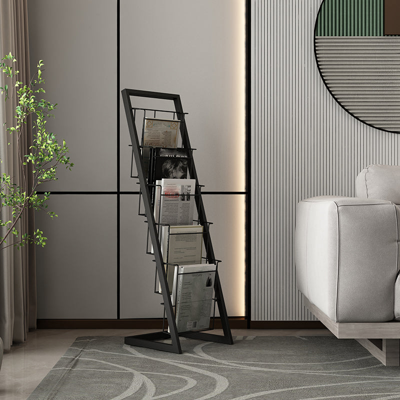 Closed Back Ladder Bookcase Glam Style Metal Book Shelf for Home Office Clearhalo 'Bookcases' 'furn' 'furn_bookcases' 'Furniture' 'furniture_bookcases' 'Office Furniture' 5029402