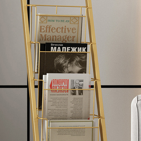 Closed Back Ladder Bookcase Glam Style Metal Book Shelf for Home Office Clearhalo 'Bookcases' 'furn' 'furn_bookcases' 'Furniture' 'furniture_bookcases' 'Office Furniture' 5029408