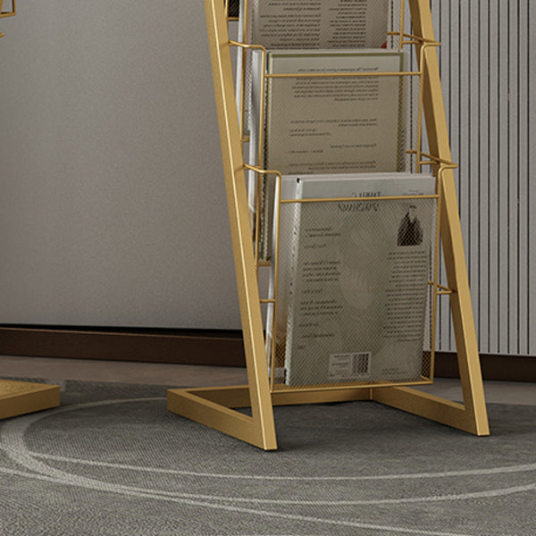 Closed Back Ladder Bookcase Glam Style Metal Book Shelf for Home Office Clearhalo 'Bookcases' 'furn' 'furn_bookcases' 'Furniture' 'furniture_bookcases' 'Office Furniture' 5029409