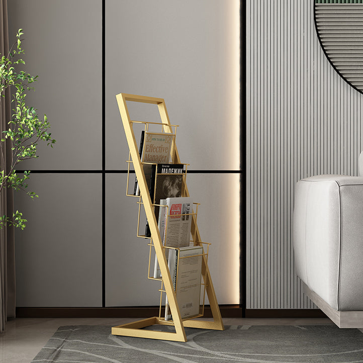 Closed Back Ladder Bookcase Glam Style Metal Book Shelf for Home Office Clearhalo 'Bookcases' 'furn' 'furn_bookcases' 'Furniture' 'furniture_bookcases' 'Office Furniture' 5029411