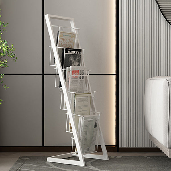 Closed Back Ladder Bookcase Glam Style Metal Book Shelf for Home Office Clearhalo 'Bookcases' 'furn' 'furn_bookcases' 'Furniture' 'furniture_bookcases' 'Office Furniture' 5029412