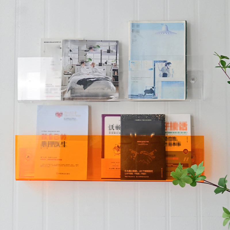 Acrylic Floating Bookcase Scandinavian Wall Mounted Book Shelf,5.7" H x 2" W Clearhalo 'Bookcases' 'furn' 'furn_bookcases' 'Furniture' 'furniture_bookcases' 'Office Furniture' 5029415