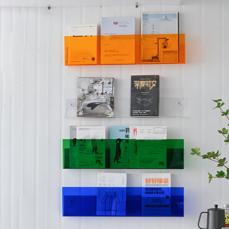 Acrylic Floating Bookcase Scandinavian Wall Mounted Book Shelf,5.7" H x 2" W Clearhalo 'Bookcases' 'furn' 'furn_bookcases' 'Furniture' 'furniture_bookcases' 'Office Furniture' 5029418