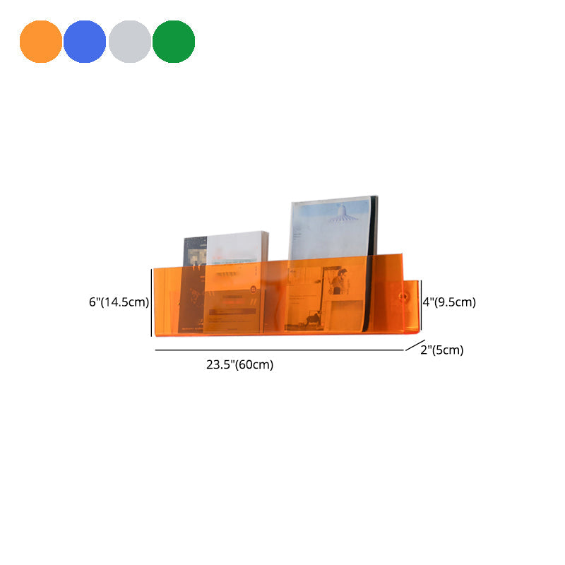 Acrylic Floating Bookcase Scandinavian Wall Mounted Book Shelf,5.7" H x 2" W Clearhalo 'Bookcases' 'furn' 'furn_bookcases' 'Furniture' 'furniture_bookcases' 'Office Furniture' 5029427