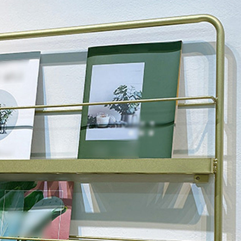 Metal Floating Bookcase Gold Color Wall Mounted Shelf for Home Office Clearhalo 'Bookcases' 'furn' 'furn_bookcases' 'Furniture' 'furniture_bookcases' 'Office Furniture' 5029435