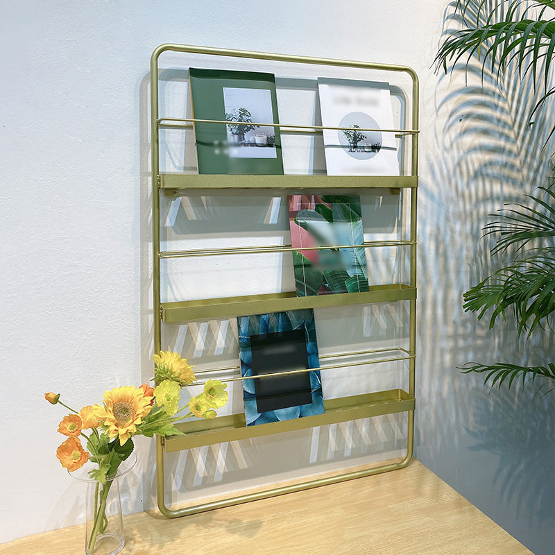 Metal Floating Bookcase Gold Color Wall Mounted Shelf for Home Office Clearhalo 'Bookcases' 'furn' 'furn_bookcases' 'Furniture' 'furniture_bookcases' 'Office Furniture' 5029440