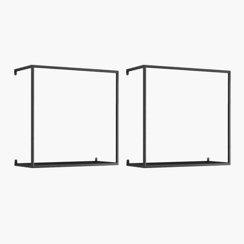 Metal Floating Bookcase Modern Style Wall Mounted Bookshelf for Home Office 15.7"L x 7.1"W x 15.7"H Black 2 Piece Set Clearhalo 'Bookcases' 'furn' 'furn_bookcases' 'Furniture' 'furniture_bookcases' 'Office Furniture' 5029472